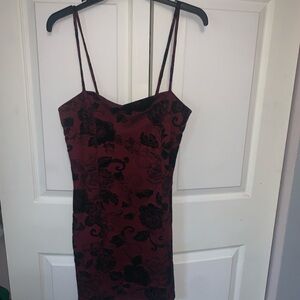 Fashion Nova Burgundy and Black Floral Mini Dress
